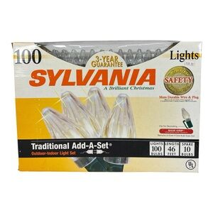Sylvania 100 Brilliant Christmas Light Set Incandescent Out/ Indoor 46' Clear